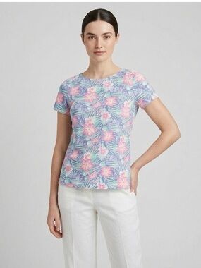 Vineyard Vines $98 Retail Short Sleeve Floral T-Shirt Blue Pink Size XXS